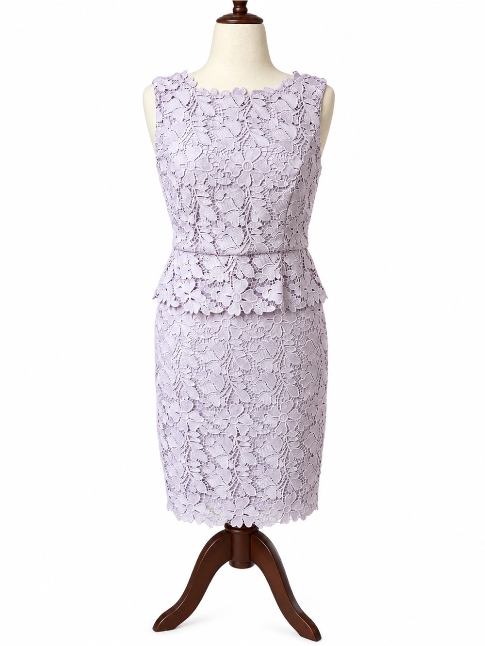 Talbots Lilac Sleeveless Lace Peplum Midi Dress